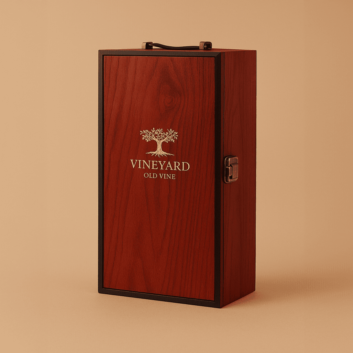 Maleta para vinho de madeira com compartimento para 2 garrafas e kit de 2 acessórios