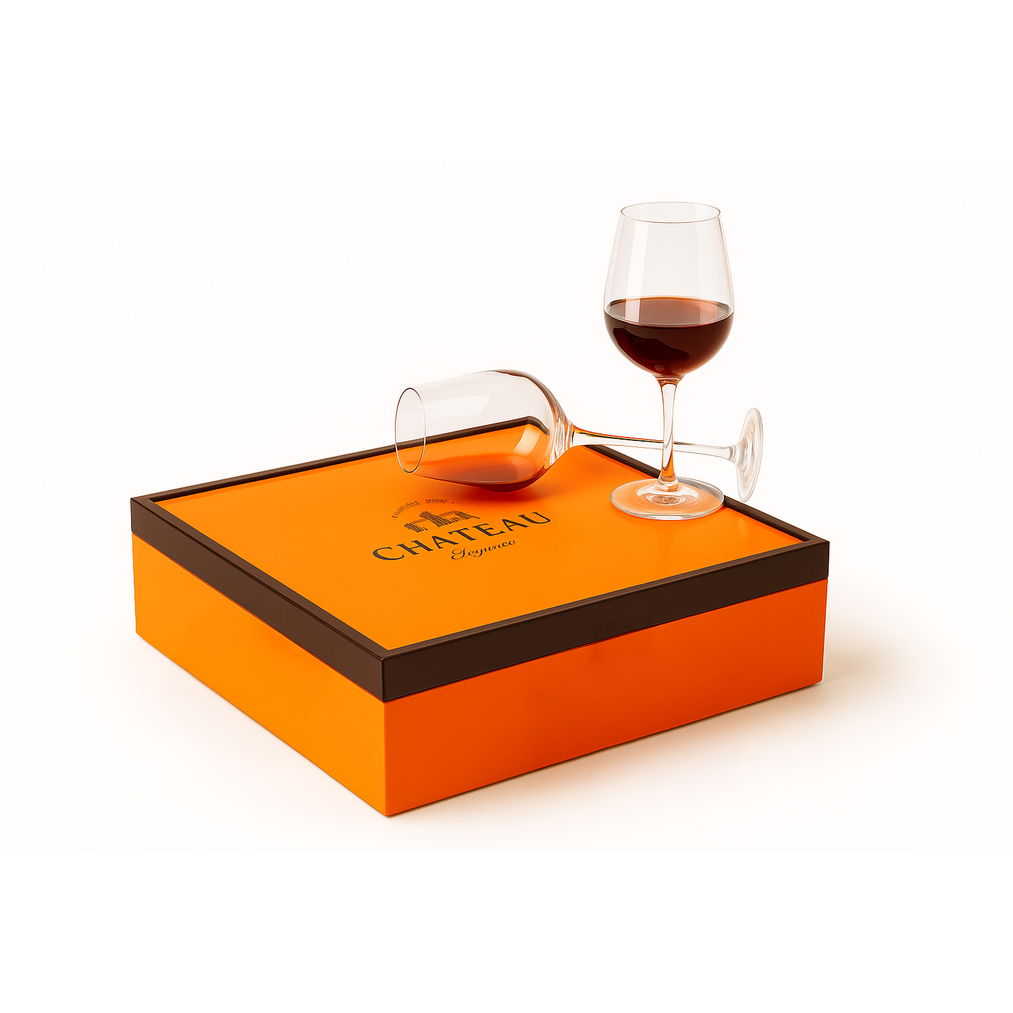 Maleta para vinho de madeira com 2 taças e compartimento para 2 garrafas