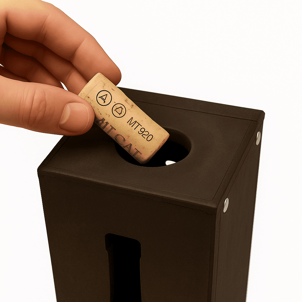 Maleta para vinho de madeira com compartimento para 1 garrafa / Maleta porta rolhas