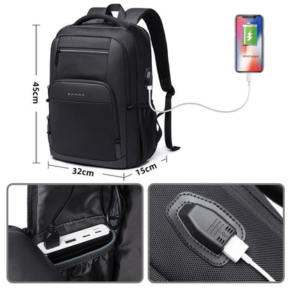 Unisex waterproof backpack with USB port for cell phone battery charging (model 2)