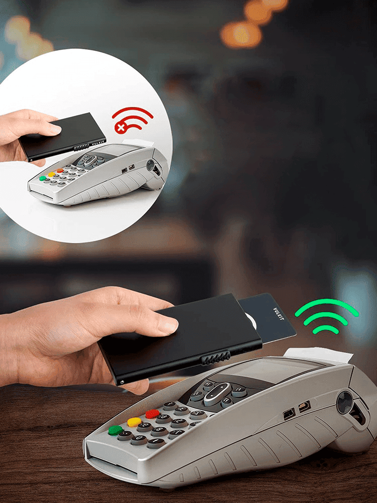 Porta-cartões com acesso rápido e bloqueio RFID