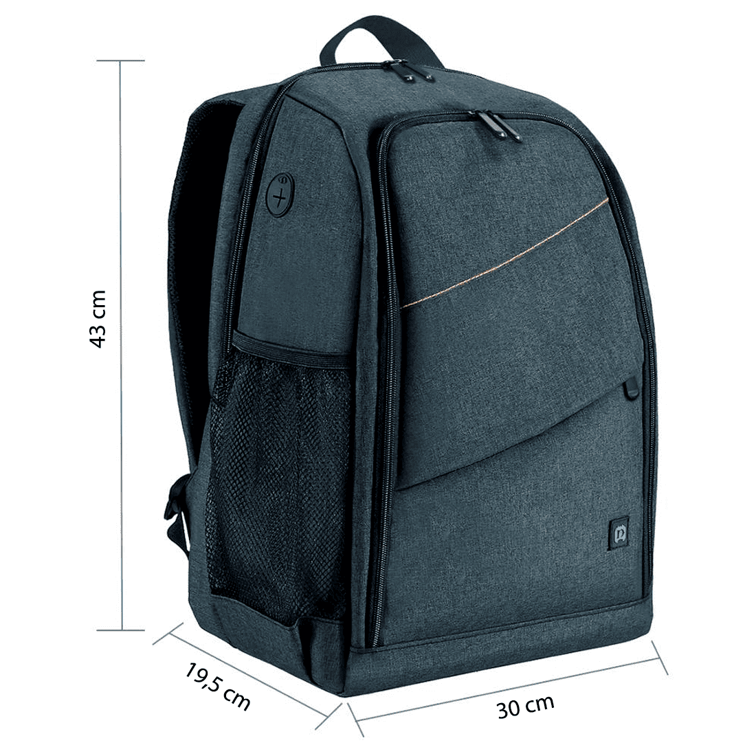 Mochila impermeável para câmeras, lentes e acessórios fotográficos com entrada para fone de ouvido e entrada USB para carregamento de celular