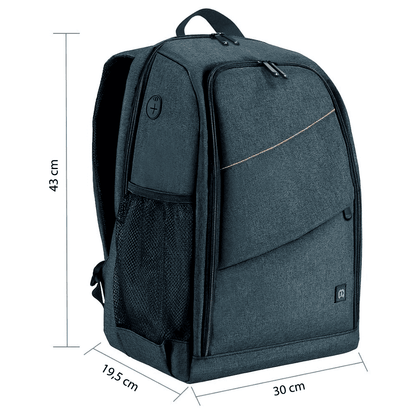 Mochila impermeável para câmeras, lentes e acessórios fotográficos com entrada para fone de ouvido e entrada USB para carregamento de celular