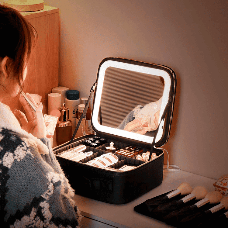 Make-up-Organizer-Tasche mit Spiegel und integrierter LED