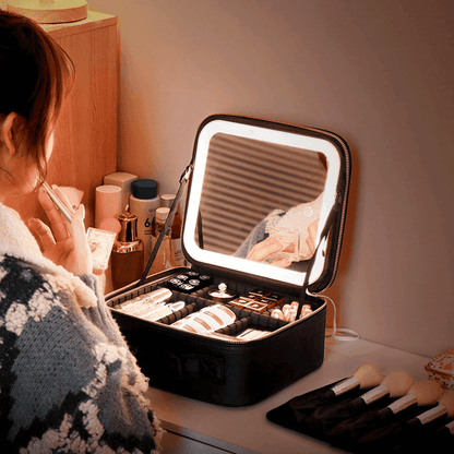 Make-up-Organizer-Tasche mit Spiegel und integrierter LED