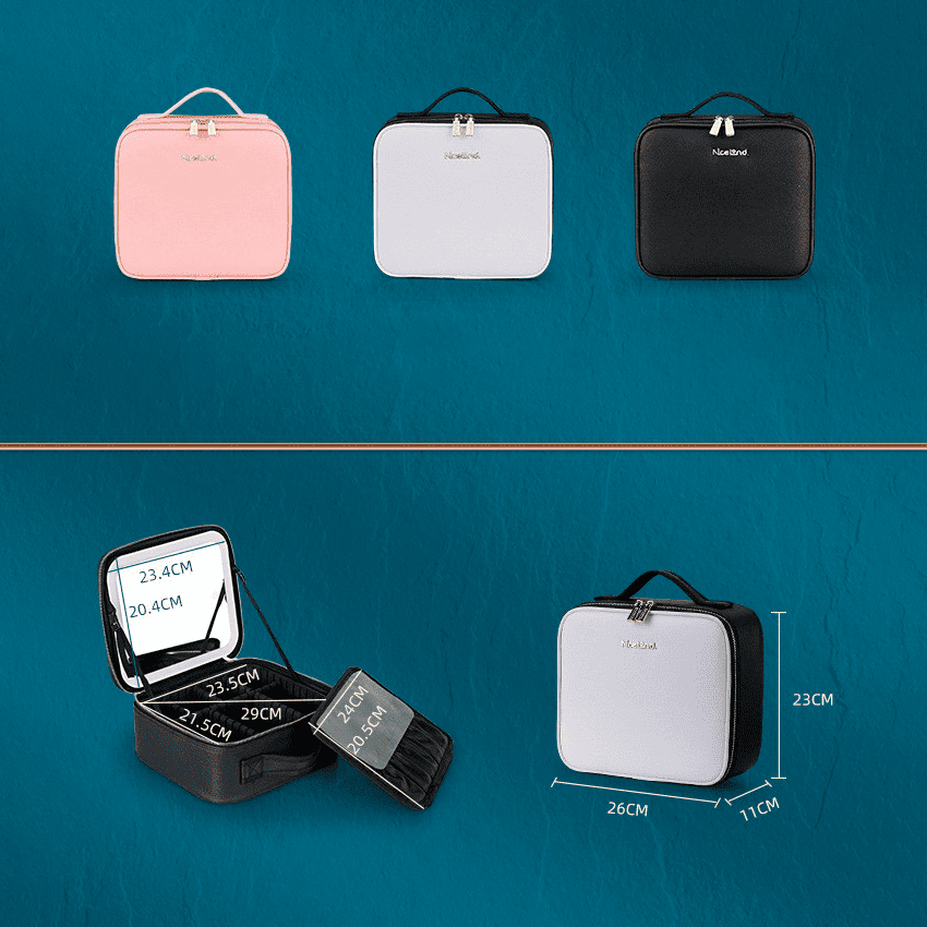Make-up-Organizer-Tasche mit Spiegel und integrierter LED
