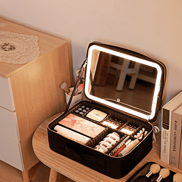 Make-up-Organizer-Tasche mit Spiegel und integrierter LED