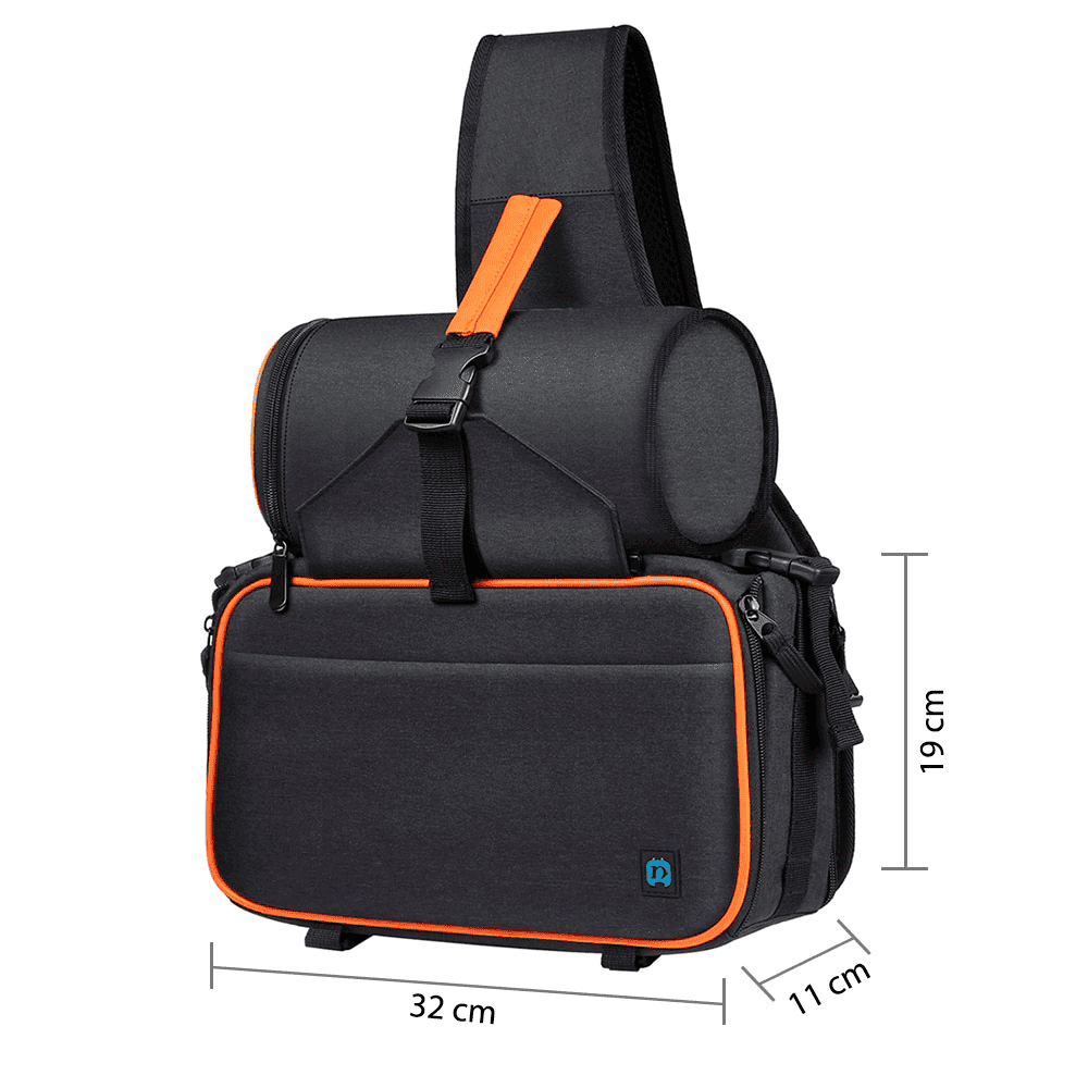 Mochila impermeável para câmeras, lentes e acessórios fotográficos com entrada para fone de ouvido e entrada USB para carregamento de celular