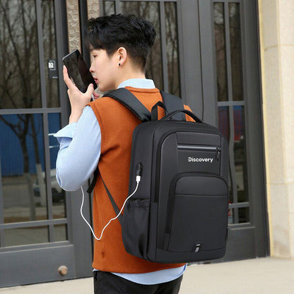 Unisex waterproof backpack with USB port for cell phone battery charging (model 4)