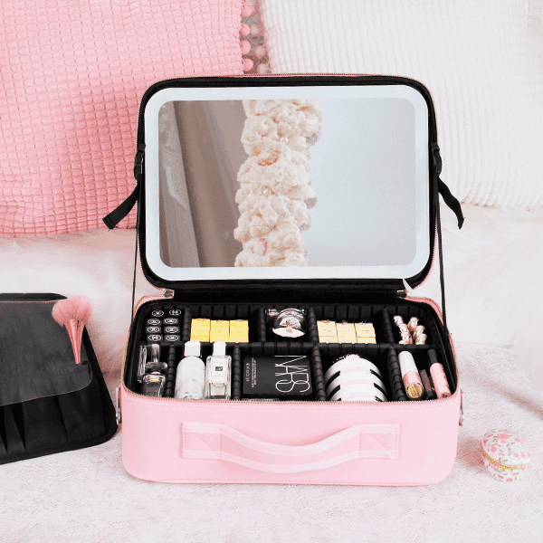 Make-up-Organizer-Tasche mit Spiegel und integrierter LED