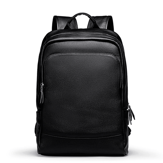 Mochila preta de couro masculina