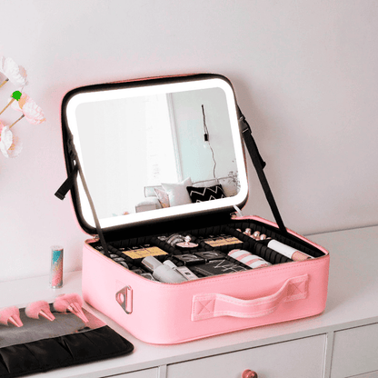 Make-up-Organizer-Tasche mit Spiegel und integrierter LED