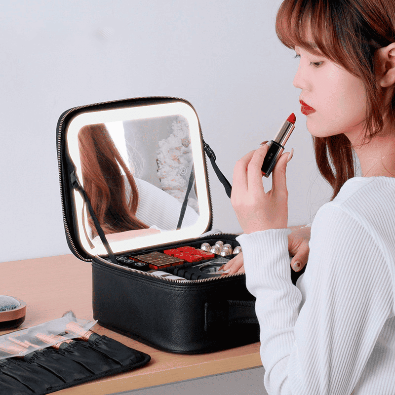 Make-up-Organizer-Tasche mit Spiegel und integrierter LED