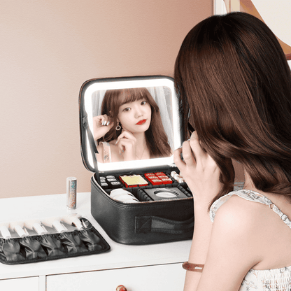 Make-up-Organizer-Tasche mit Spiegel und integrierter LED