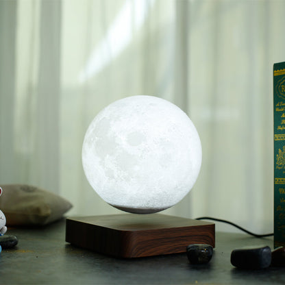 Floating moon lamp with magnetic levitation