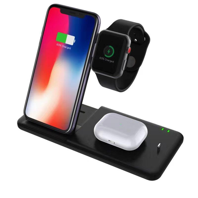 New wireless charger 4 in 1 15W fast charge foldable mobile phone headset watch universal bracket wireless charger - FOTOS EDITADAS - Rede Canan