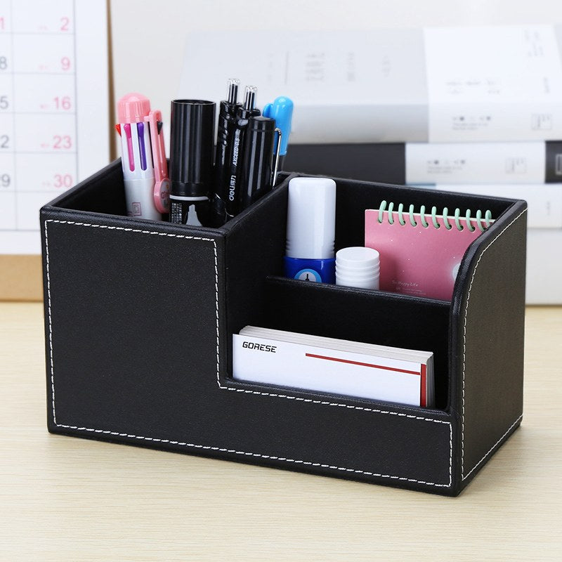 Caixa organizadora com porta-lápis e caneta para escritório