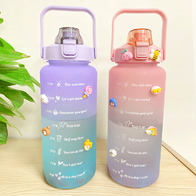 TikTok colorful water bottle with 3D stickers/stickers 2000ml