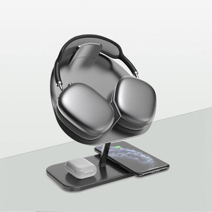 Headset-Kopfhörerhalter mit 2-in-1-Wireless- und Induktionsladegerät