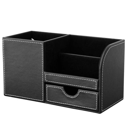 Organizer box with drawer and pencil and pen holder for office