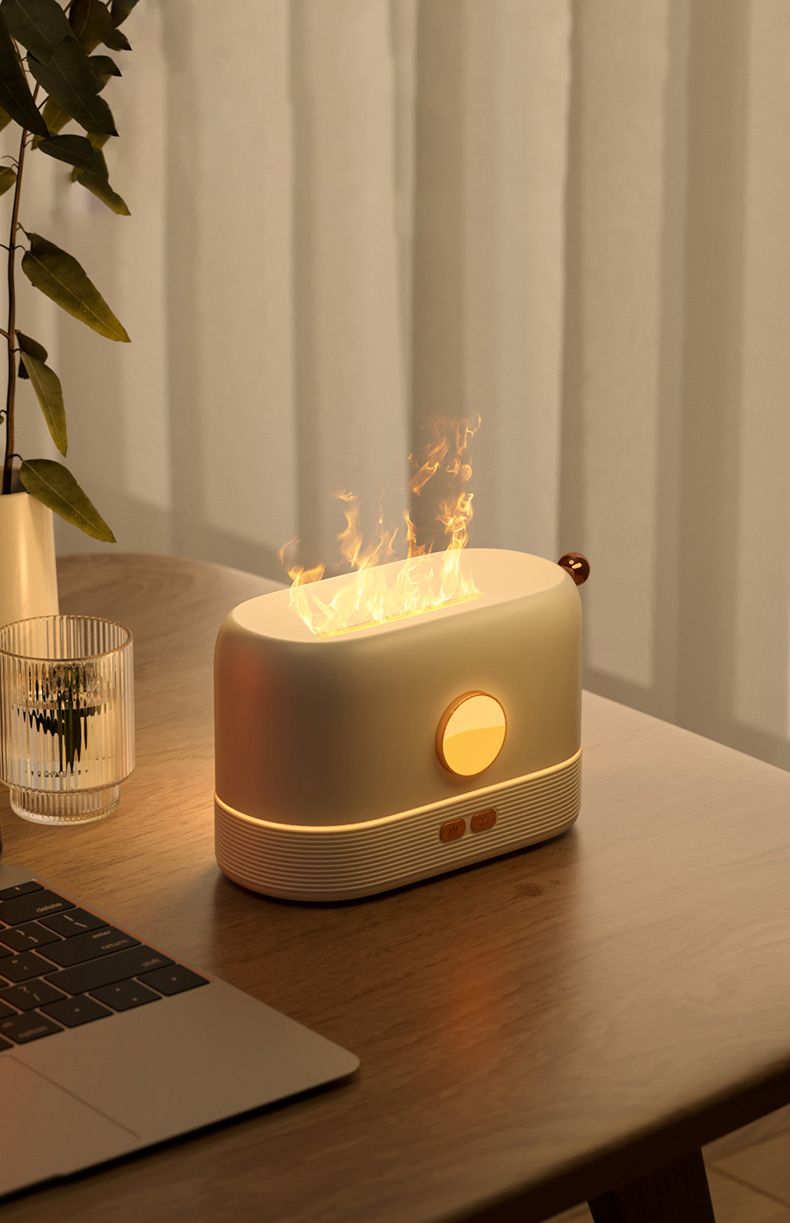 Air freshener, humidifier and flame simulator lamp with USB input (model 2)