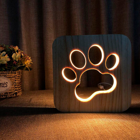 3D wooden footprint lamp