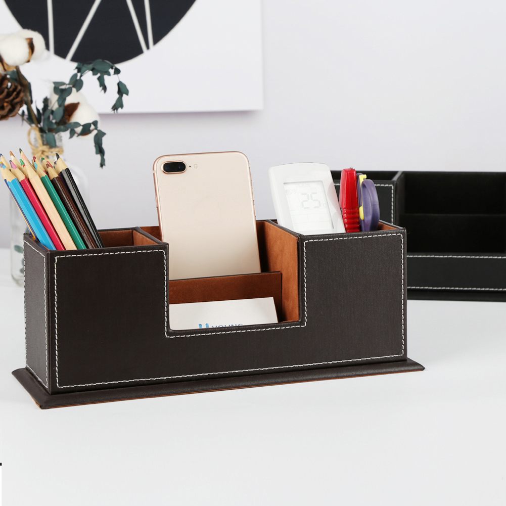 Office organizer box with 2 pencil and pen holders