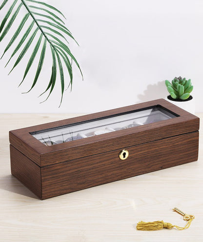 Wooden watch holder with 5 compartments
