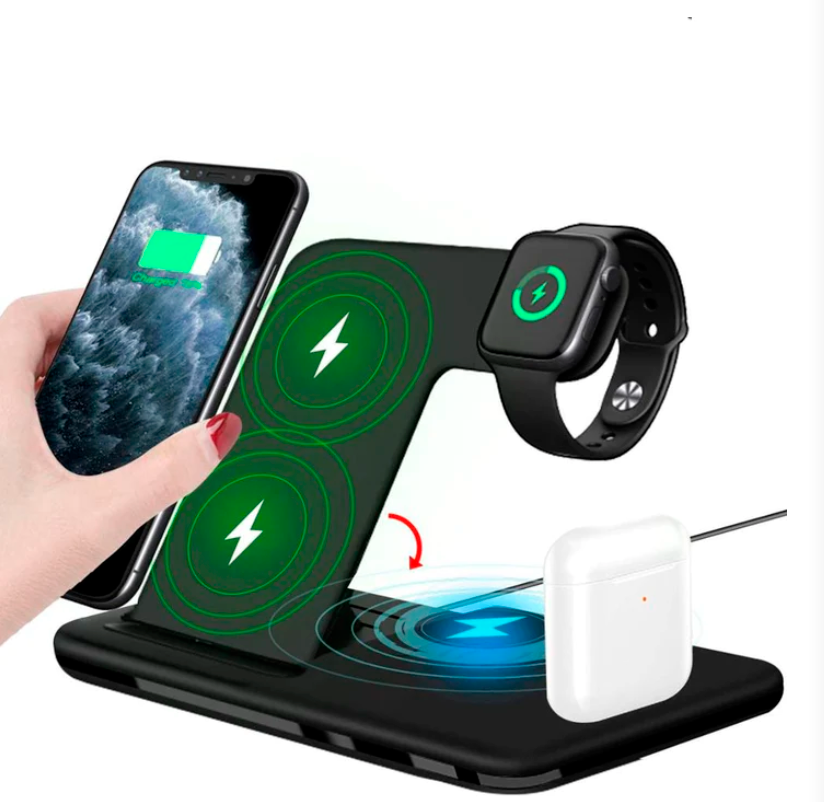 New wireless charger 4 in 1 15W fast charge foldable mobile phone headset watch universal bracket wireless charger - FOTOS EDITADAS