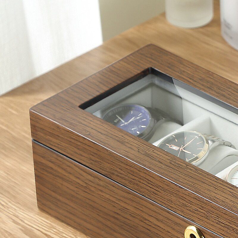 Wooden watch holder with 5 compartments