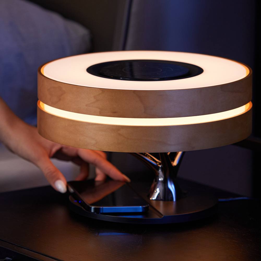 Multifunction tree lamp – wireless and inductive charger coupled for cell phone and Bluetooth 5.0