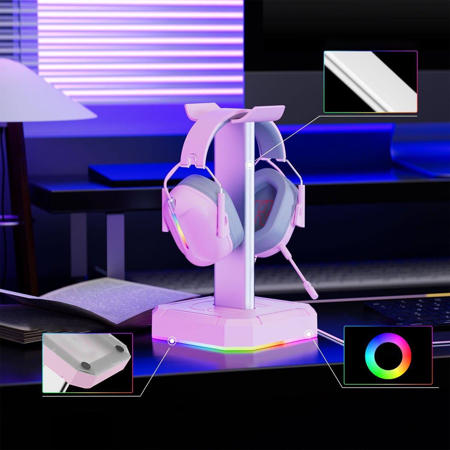 Headset Headphone Stand with RGB Lights (Model 1)