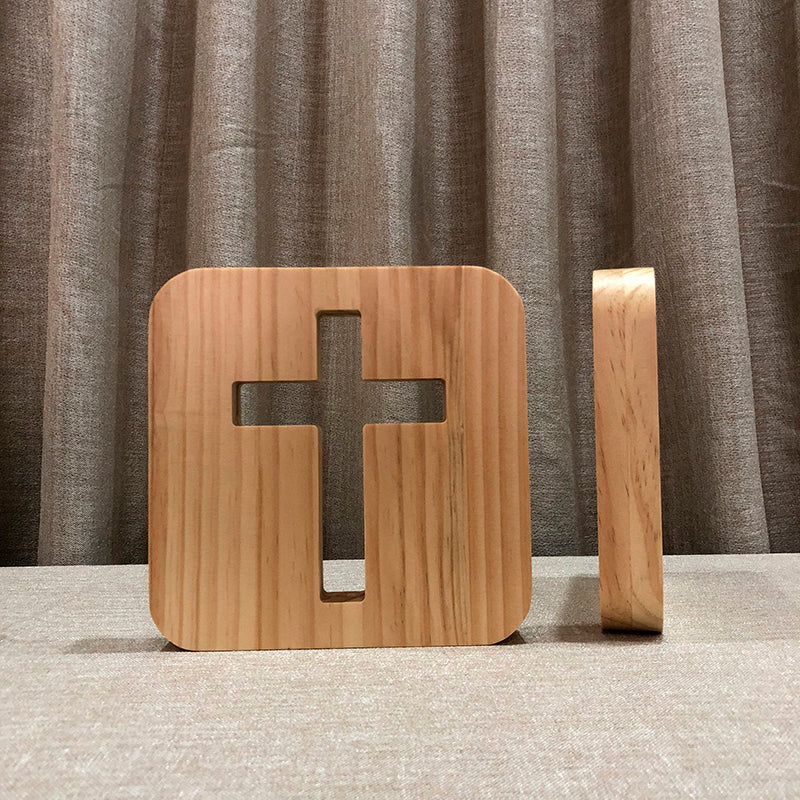 3D wooden cross lamp