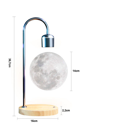 Floating moon lamp with magnetic levitation and wireless and induction charger attached for cell phone