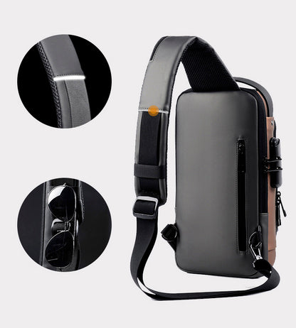 Waterproof backpack with USB port for cell phone battery charging and anti-theft lock