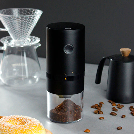 Cordless electric grain grinder with charging via USB cable
