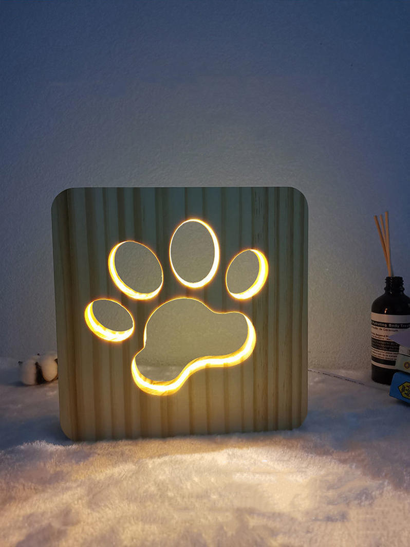 3D wooden footprint lamp