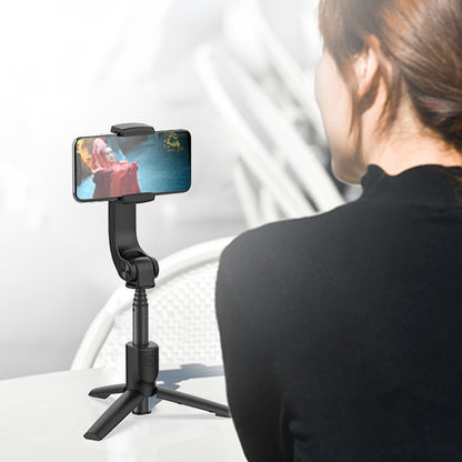 3-in-1 cell phone stabilizer support with screw-on tripod base, extendable pole and adjustable tilt and rotation up to 360º (comes with remote control)