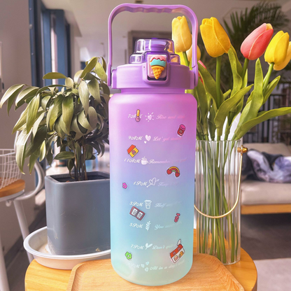 Garrafa de água colorida TikTok com adesivos/figurinhas 3D 2000ml