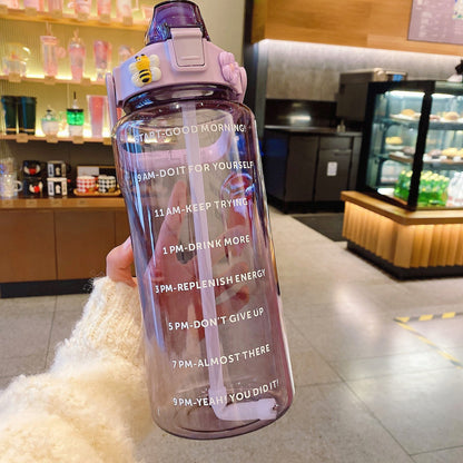 Auslaufsichere, klare TikTok-Wasserflasche, 2000 ml