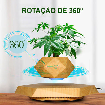 Vaso para planta com levitação magnética e rotação de 360º