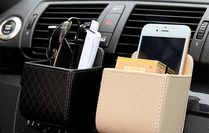 Suporte de couro para celular e porta-utensílios para carro - Rede Canan