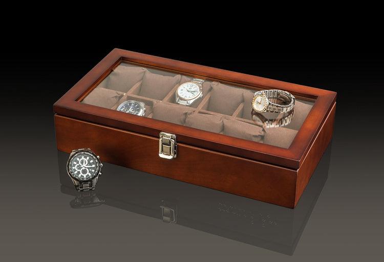 Porta-relógios de madeira de 3/5/8/10/12 compartimentos - Rede Canan